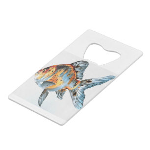 Blue and Orange Shubunkin Goldfish Credit Card Bottle Opener