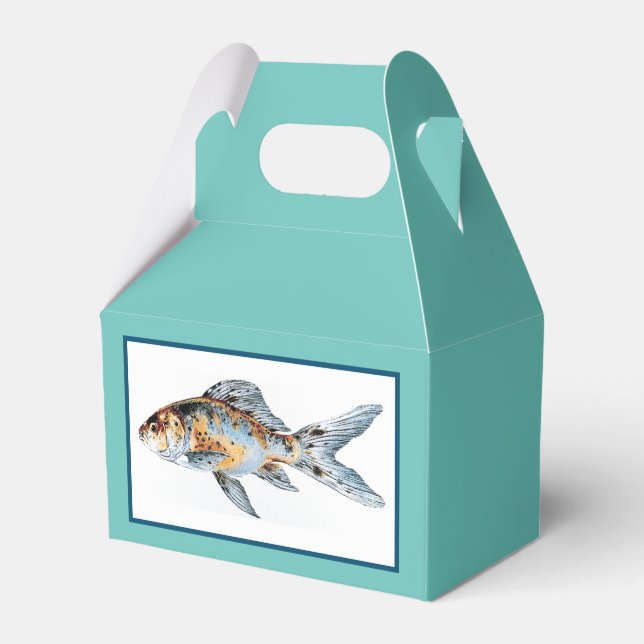 Blue and Orange Shubunkin Goldfish Fine Art  Favor Box (Front Side)