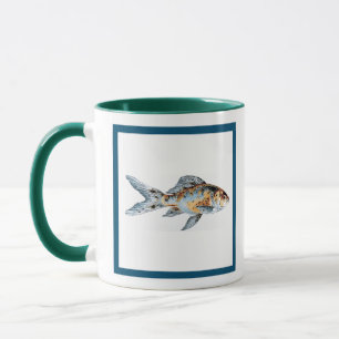 Blue and Orange Shubunkin Goldfish Fine Art  Mug