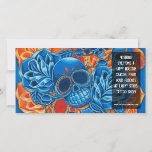 Blue and Orange Skulls Photo Card Template