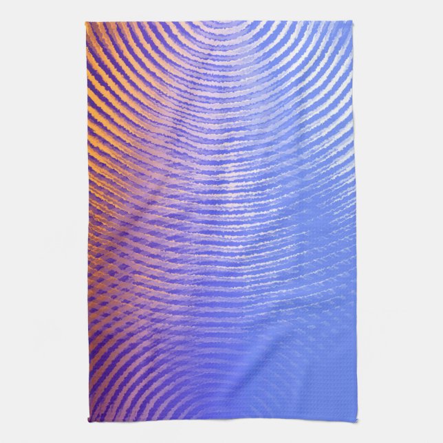 Blue and orange sound waves pattern kitchen towel (Vertical)