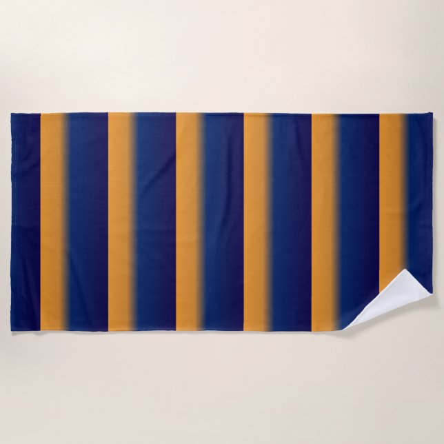 Blue and Orange Stripe  Beach Towel (Front)