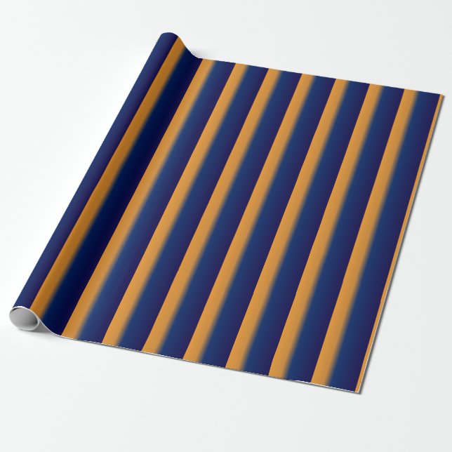 Blue and Orange Stripe  Wrapping Paper (Unrolled)