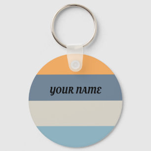Blue and Orange Striped Keychain