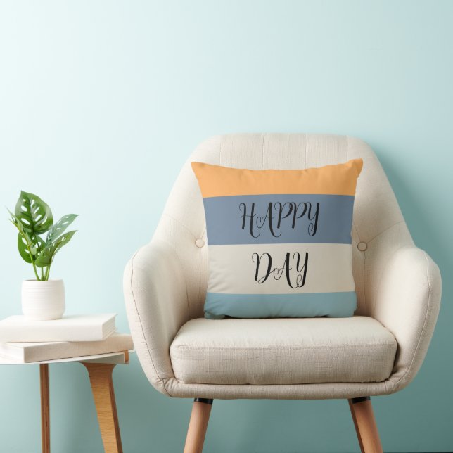Blue and Orange Striped Throw Pillow (Chair)