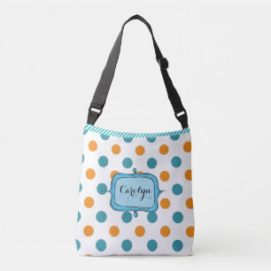 Blue and Orange Stripes and Dots Customized Bag