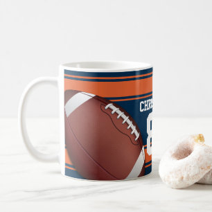 Blue and Orange Stripes Jersey Grid Iron Football Coffee Mug