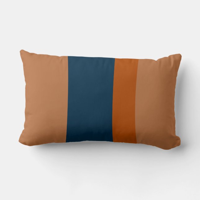 Blue and Orange Stripes Lumbar Pillow (Back)