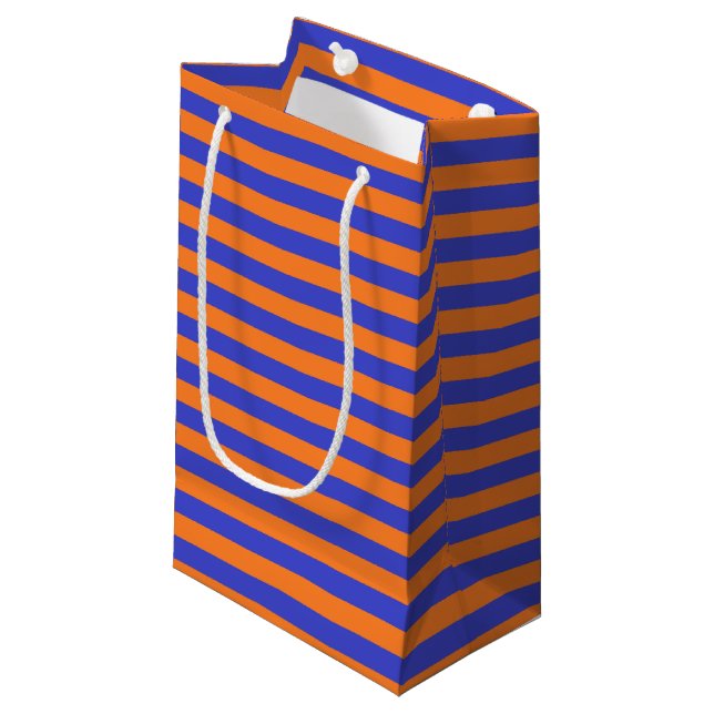 Blue and Orange Stripes Small Gift Bag (Front Angled)