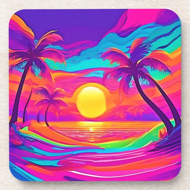 Blue and Orange Sunset Coaster (Front)