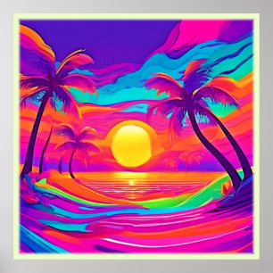 Blue and Orange Sunset Poster