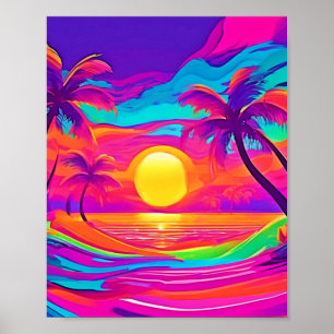 Blue and Orange Sunset Poster