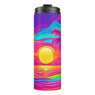 Blue and Orange Sunset Thermal Tumbler