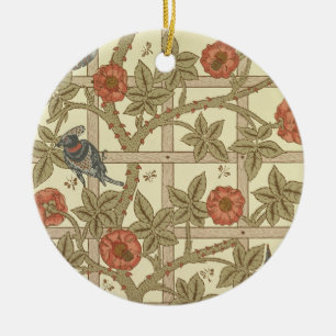 Blue and orange trellis wallpaper design, 1864 ceramic ornament