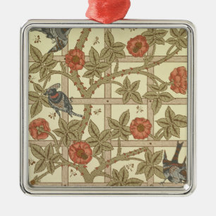 Blue and orange trellis wallpaper design, 1864 metal ornament