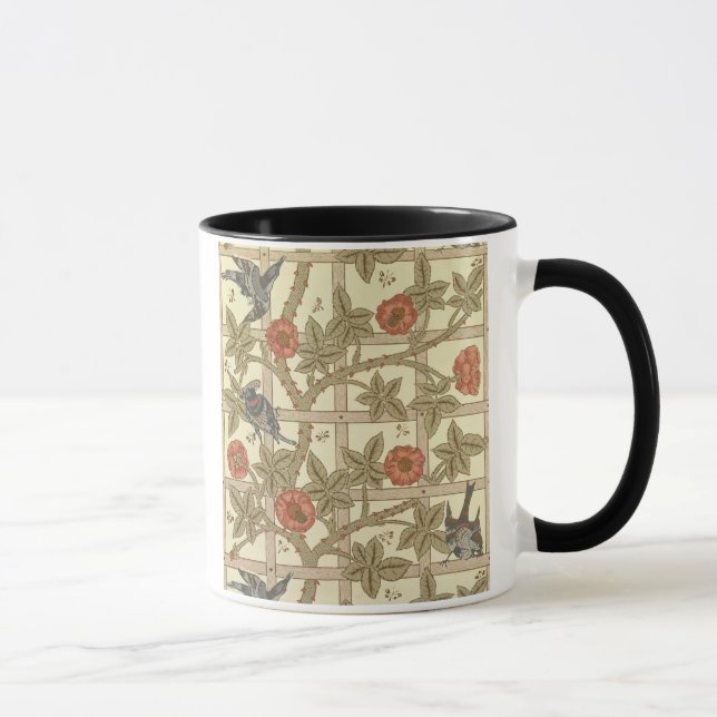 Blue and orange trellis wallpaper design, 1864 mug (Right)