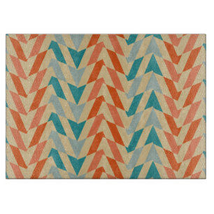 Blue and orange vintage pattern cutting board