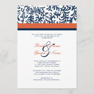 Blue and Orange Wedding Invitation