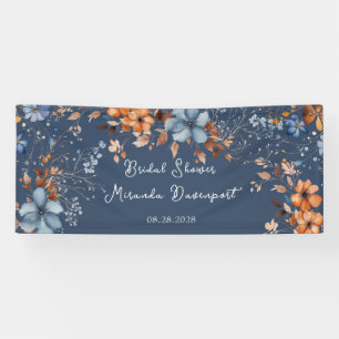 Blue and Orange Wildflowers Bridal Shower Banner