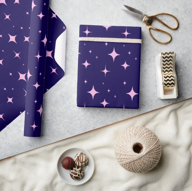 Blue and Paste Pink Simple Minimalistic  Wrapping Paper (Crafts)