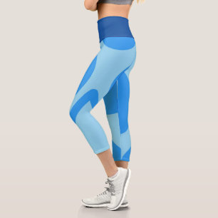 Blue And Pattern  Capri Leggings