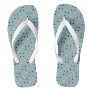Blue and Peach Dots  Flip Flops