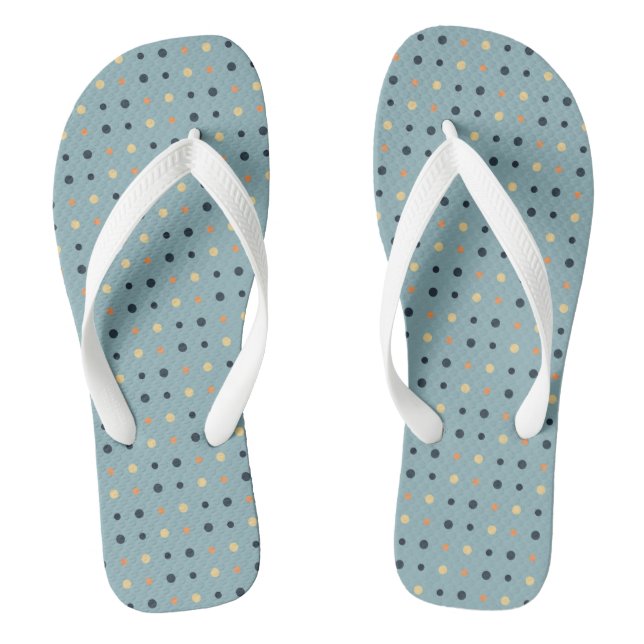 Blue and Peach Dots  Flip Flops (Footbed)