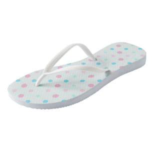 Blue and Peach Dots  Flip Flops