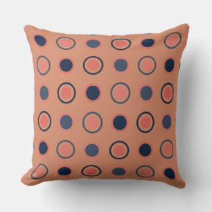 Blue and Peach Dots Throw Pillow