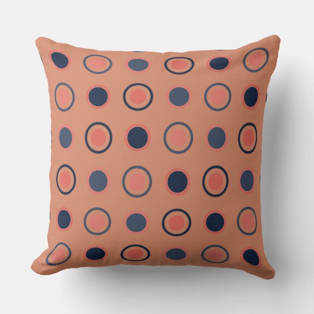 Blue and Peach Dots  Throw Pillow (Front)