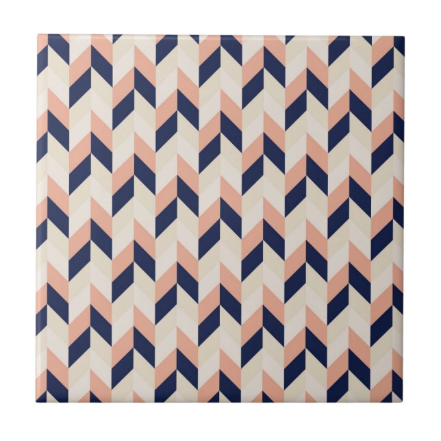 Blue and Peach Herringbone Tile (Front)