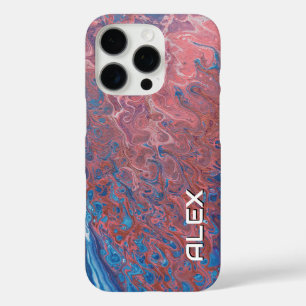 Blue and Peach Paint Swirl – Soft Abstract Pattern iPhone 16 Pro Case