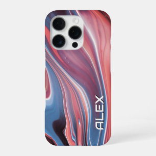 Blue and Peach Paint Swirl – Soft Abstract Pattern iPhone 16 Pro Case