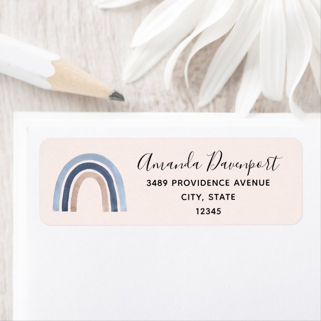 Blue and Peach Rainbow Boho Design Address (Insitu)