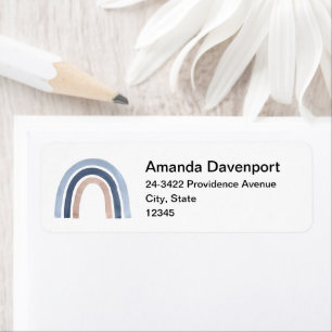 Blue and Peach Rainbow Boho Design Address
