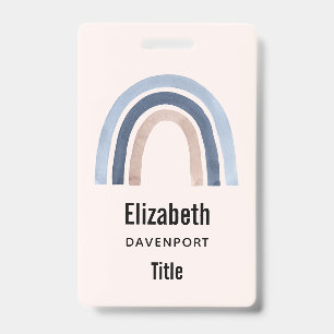 Blue and Peach Rainbow Boho Design Badge