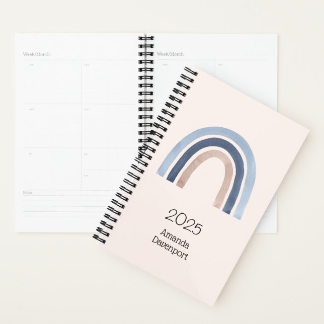 Blue and Peach Rainbow Boho Design Planner (Display)