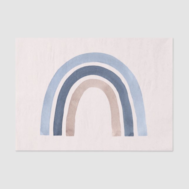 Blue and Peach Rainbow Boho Design Tissue Paper (Front)