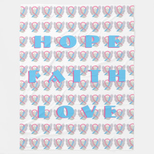Blue and Pink Awareness Ribbon Angel Chemo Blanket
