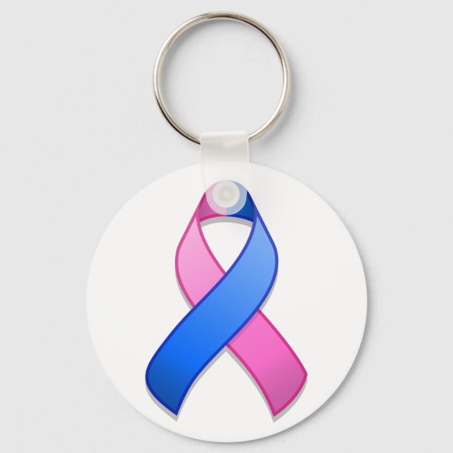 Blue and Pink Awareness Ribbon Keychain (Front)