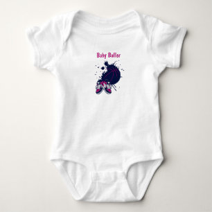 Blue and pink basketball and sneakers baby bodysuit