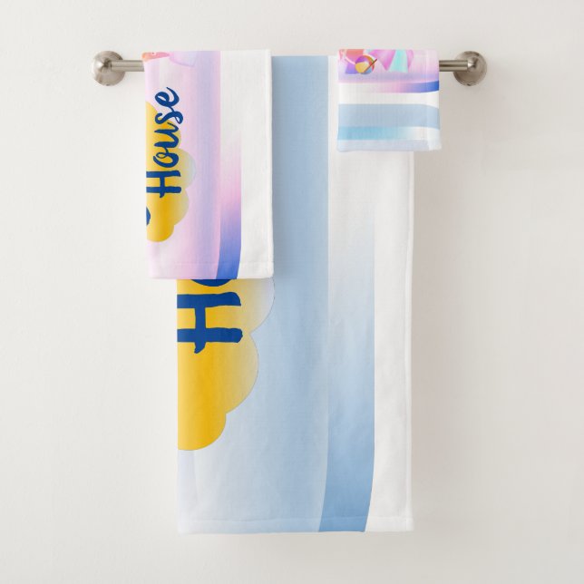 Blue and Pink Beach House Towel Set (Insitu)