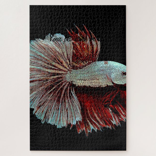 Blue and Pink Betta Splendens, SiameseFightingFish Jigsaw Puzzle (Vertical)