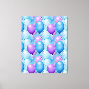 Blue and Pink Birthday Balloons Canvas Print