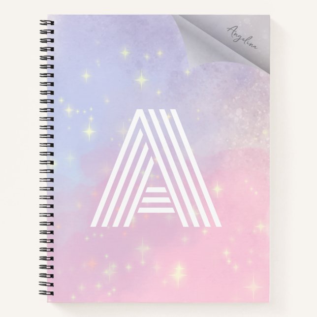 Blue And Pink Brush Blink-Blink Notebook (Front)