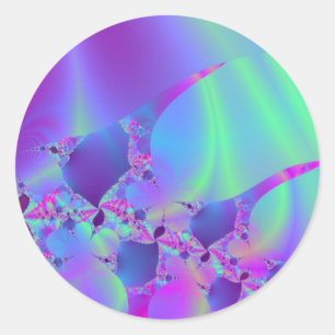 Blue And Pink Bubble Fractal Classic Round Sticker