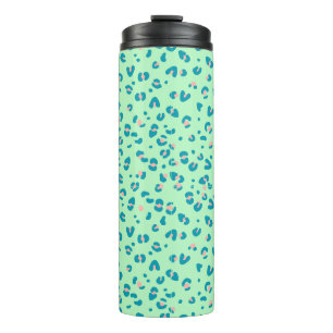 blue and pink cheetah leopard print thermal tumbler
