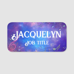 Blue] and Pink Clef and Musical Notes Name Tag
