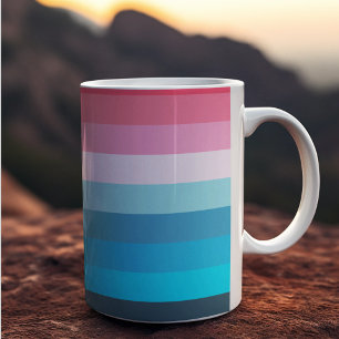 Blue and Pink Color Shades Stripes Coffee Mug