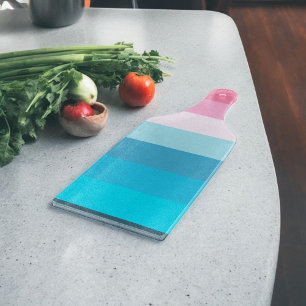Blue and Pink Colour Shades Stripes Cutting Board